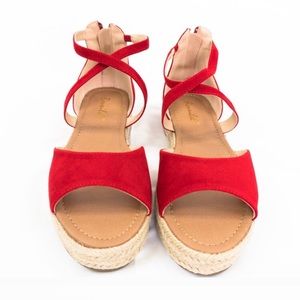 Red Platform Wedge Sandals